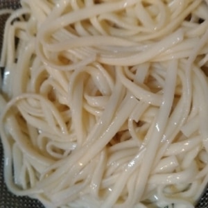 13分茹での乾麺うどんを3分で茹でれる水漬けうどん